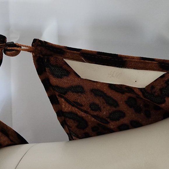 H&M Brown Black Animal Print Pullover Long Sleeve Dress Womens Plus Size XXL - Picture 5 of 6